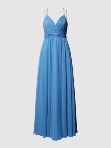 Luxuar Abendkleid mit Ziersteinbesatz in Bleu, Größe 32