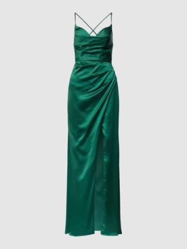 Luxuar Abendkleid mit Wasserfall-Ausschnitt in Smaragd, Größe 46