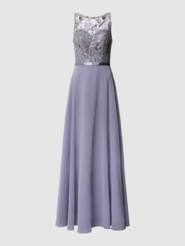 Luxuar Abendkleid mit Paillettenbesatz in Bleu, Größe 34