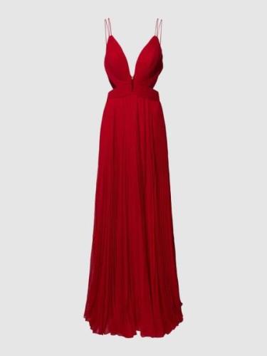 Luxuar Abendkleid mit Plisseefalten in Rot, Größe 44