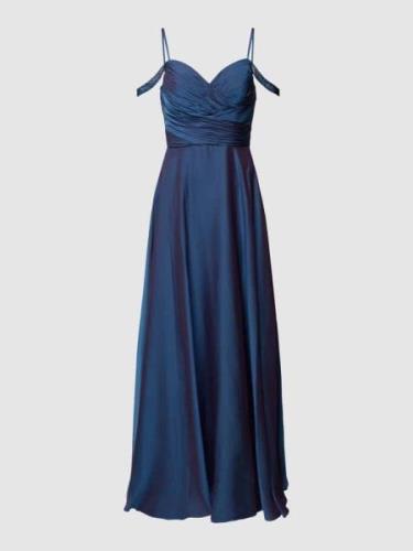 Luxuar Abendkleid in Wickel-Optik in Blau, Größe 34