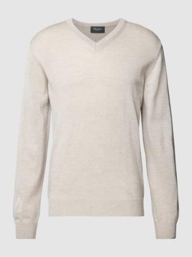 MAERZ Muenchen Strickpullover mit abgerundetem V-Ausschnitt in Sand, G...