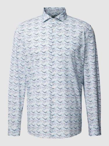 MAERZ Muenchen Regular Fit Freizeithemd mit Allover-Muster in Jeansbla...