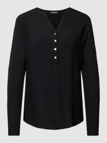 Montego Blusenshirt aus Visksoe mit V-Ausschnitt in Black, Größe 34