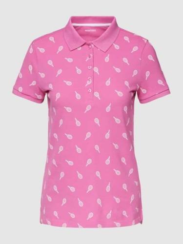 Montego Poloshirt mit Allover-Muster in Pink, Größe S