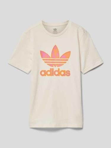 adidas Originals T-Shirt mit Label-Print in Offwhite, Größe 140