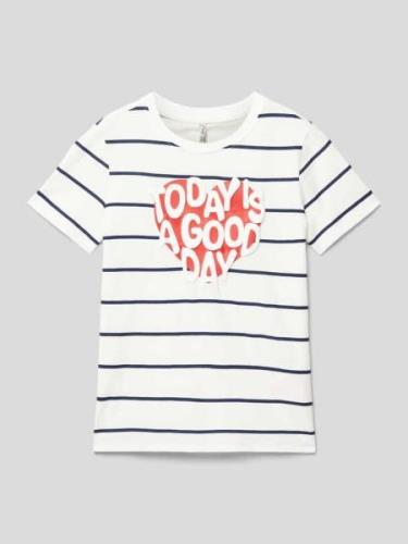 Only T-Shirt mit Streifenmuster Modell 'SENNA' in Offwhite, Größe 134