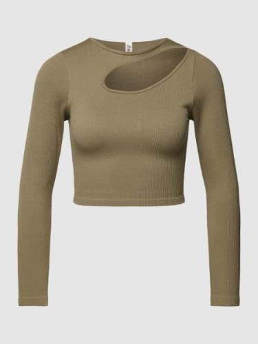 Only Cropped Longsleeve mit Cut Out Modell 'GWEN' in Oliv, Größe M