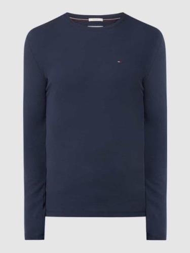 Tommy Jeans Slim Fit Longsleeve mit Rippenstruktur in Marine Melange, ...