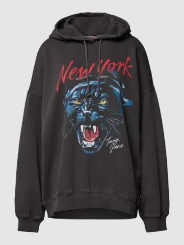 Tommy Jeans Oversized Hoodie mit Motiv-Print Modell 'PANTHER' in Black...