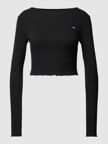 Tommy Jeans Longsleeve mit Muschelsaum in Black, Größe L