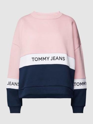 Tommy Jeans Sweatshirt im Colour-Blocking-Design in Rosa, Größe S