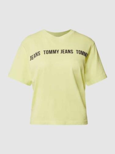 Tommy Jeans T-Shirt aus reiner Baumwolle mit Label-Print in Gelb, Größ...