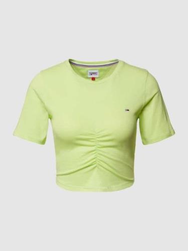 Tommy Jeans Crop Top mit elastischer Raffung in Neon Gelb, Größe M