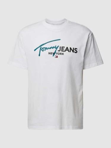 Tommy Jeans T-Shirt mit Label-Print Modell 'SPRAY POP COLOR' in Weiss,...