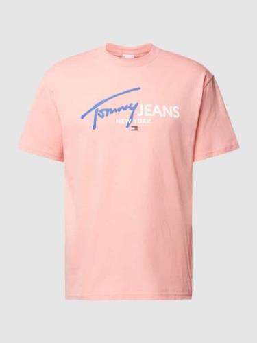 Tommy Jeans T-Shirt mit Label-Print Modell 'SPRAY POP COLOR' in Rose, ...