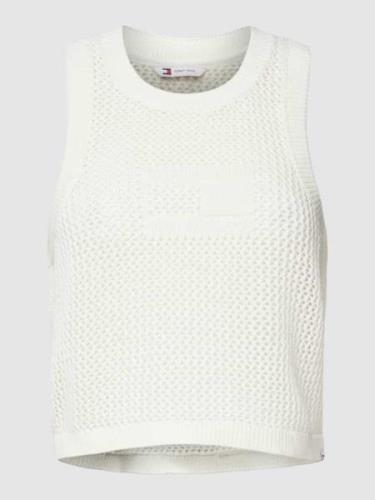 Tommy Jeans Stricktop mit Label-Stitching Modell 'OPEN' in Offwhite, G...