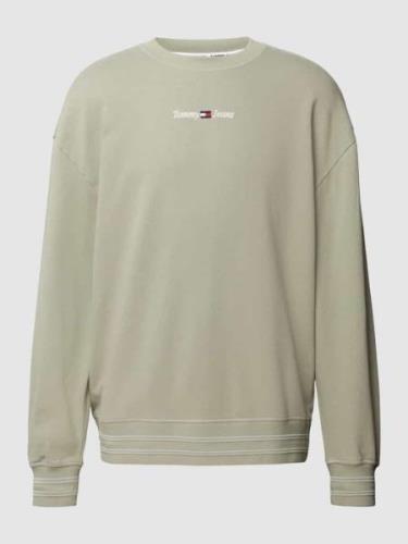 Tommy Jeans Sweatshirt mit Label-Stitching in Oliv, Größe XS