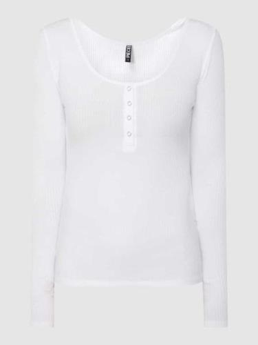 Pieces Serafino-Shirt mit Stretch-Anteil Modell 'Kitte' in Weiss, Größ...
