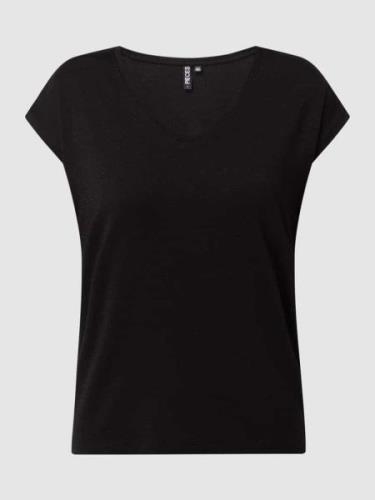 Pieces T-Shirt mit Effektgarn Modell 'Billo' in Black, Größe XS