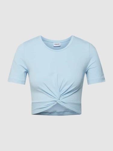 Noisy May Cropped T-Shirt mit Schleifen-Detail in Hellblau, Größe M