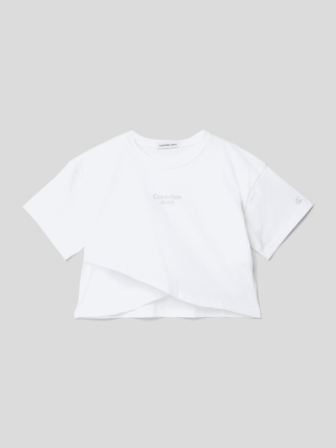 Calvin Klein Jeans T-Shirt mit Label-Detail Modell 'STACK' in Weiss, G...