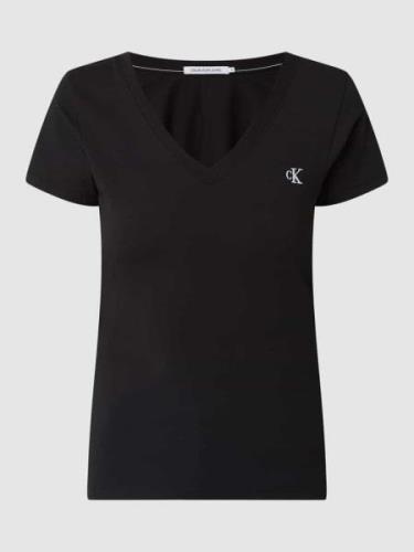 Calvin Klein Jeans T-Shirt mit Logo-Stickerei in Black, Größe XS
