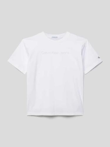 Calvin Klein Jeans T-Shirt mit Label-Stitching Modell 'RAISED' in Weis...