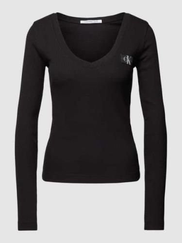 Calvin Klein Jeans Longsleeve mit Label-Patch in Black, Größe XS