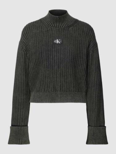 Calvin Klein Jeans Strickpullover mit Label-Patch in Black, Größe XS