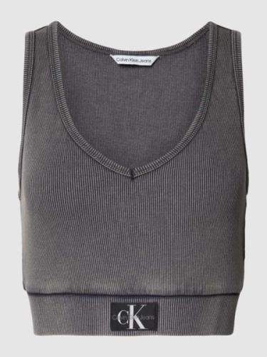 Calvin Klein Jeans Crop Top mit Label-Badge in Black, Größe XS