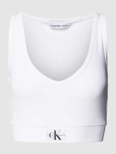 Calvin Klein Jeans Cropped Trägertop mit Label-Detail in Weiss, Größe ...
