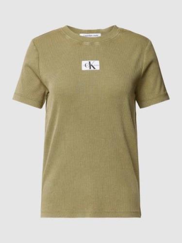 Calvin Klein Jeans T-Shirt mit Label-Badge in Oliv, Größe XS