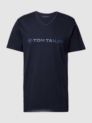 Tom Tailor T-Shirt mit Label-Print in Dunkelblau, Größe S
