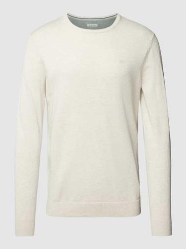 Tom Tailor Strickpullover mit Label-Stitching Modell 'BASIC' in Offwhi...