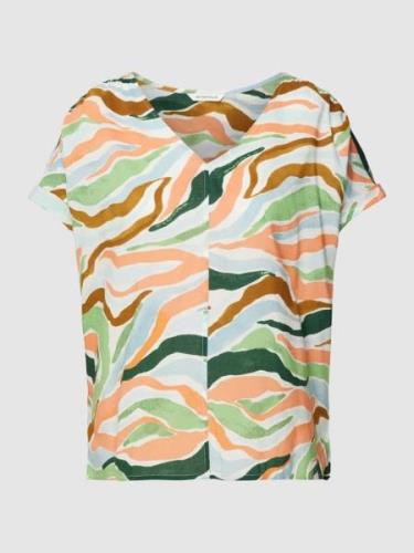 Tom Tailor Blusenshirt mit Allover-Muster in Orange, Größe 34