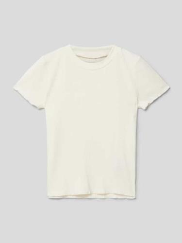 Tom Tailor T-Shirt mit Feinripp in Offwhite, Größe 116