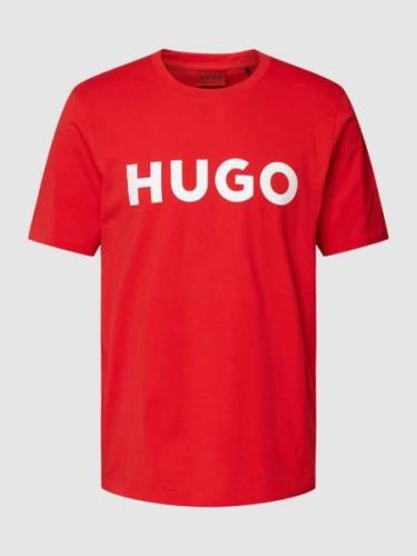 HUGO T-Shirt mit Label-Schriftzug Modell 'DULIVIO' in Rot, Größe M