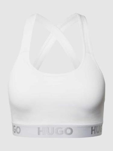 HUGO Bustier mit Logo-Bund in Weiss, Größe XS