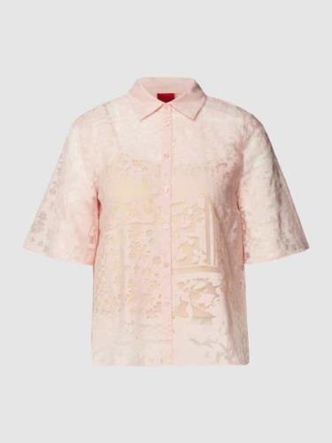 HUGO Hemdbluse mit durchgehender Knopfleiste Modell 'Evish' in Hellros...