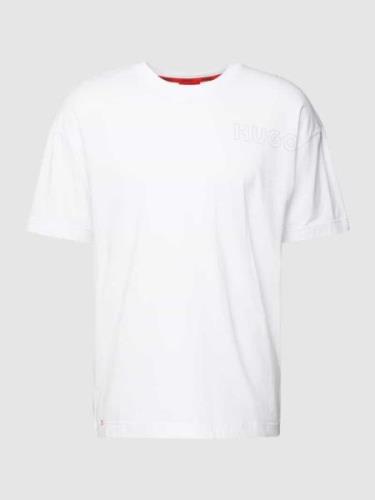 HUGO T-Shirt mit Label-Print Modell 'Unite' in Offwhite, Größe S