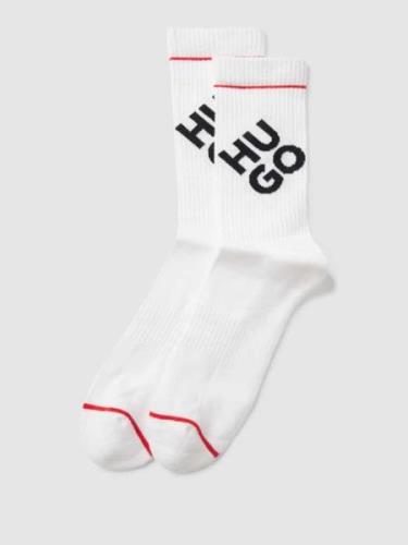 HUGO Socken mit Label-Detail im 2er-Pack Modell 'RIB LOGO' in Weiss, G...