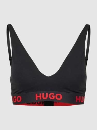 HUGO Triangel-BH mit elastischem Logo-Bund Modell 'SPORTY' in Black, G...