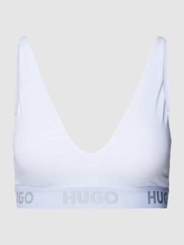 HUGO Triangel-BH mit elastischem Logo-Bund Modell 'SPORTY' in Weiss, G...