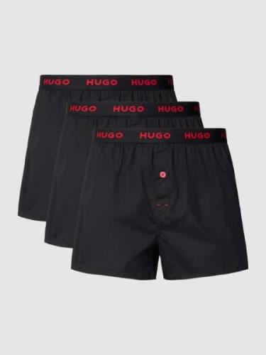 HUGO Boxershorts mit Label-Bund im 3er-Pack in Black, Größe S