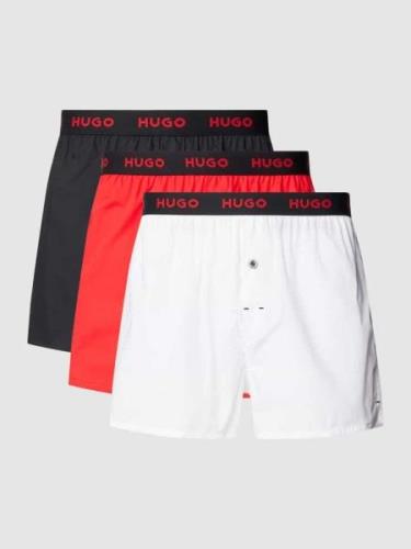 HUGO Boxershorts mit Label-Bund im 3er-Pack in Rot, Größe XL