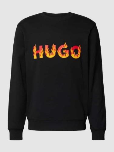 HUGO Sweatshirt mit Label-Print Modell 'Ditmo' in Black, Größe M