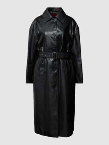 HUGO Mantel in Leder-Optik Modell 'Maflame' in Black, Größe 34