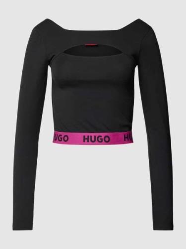 HUGO Longsleeve mit Cut Out Modell 'KAT' in Black, Größe XS