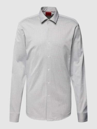 HUGO Slim Fit Business-Hemd mit Allover-Muster Modell 'Elisha' in Stei...